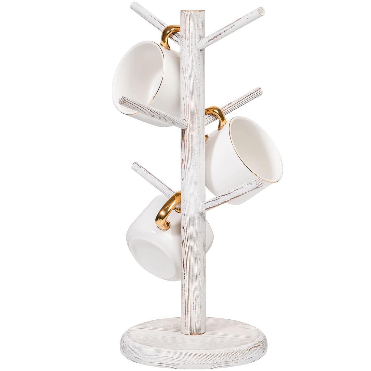 Dorhors Mug Holder Tree,Coffee Cup Holder with 6 Hooks, Wood Mug Rack for Counter,Coffee Bar Accessories and Orgnizer Station(Brown)