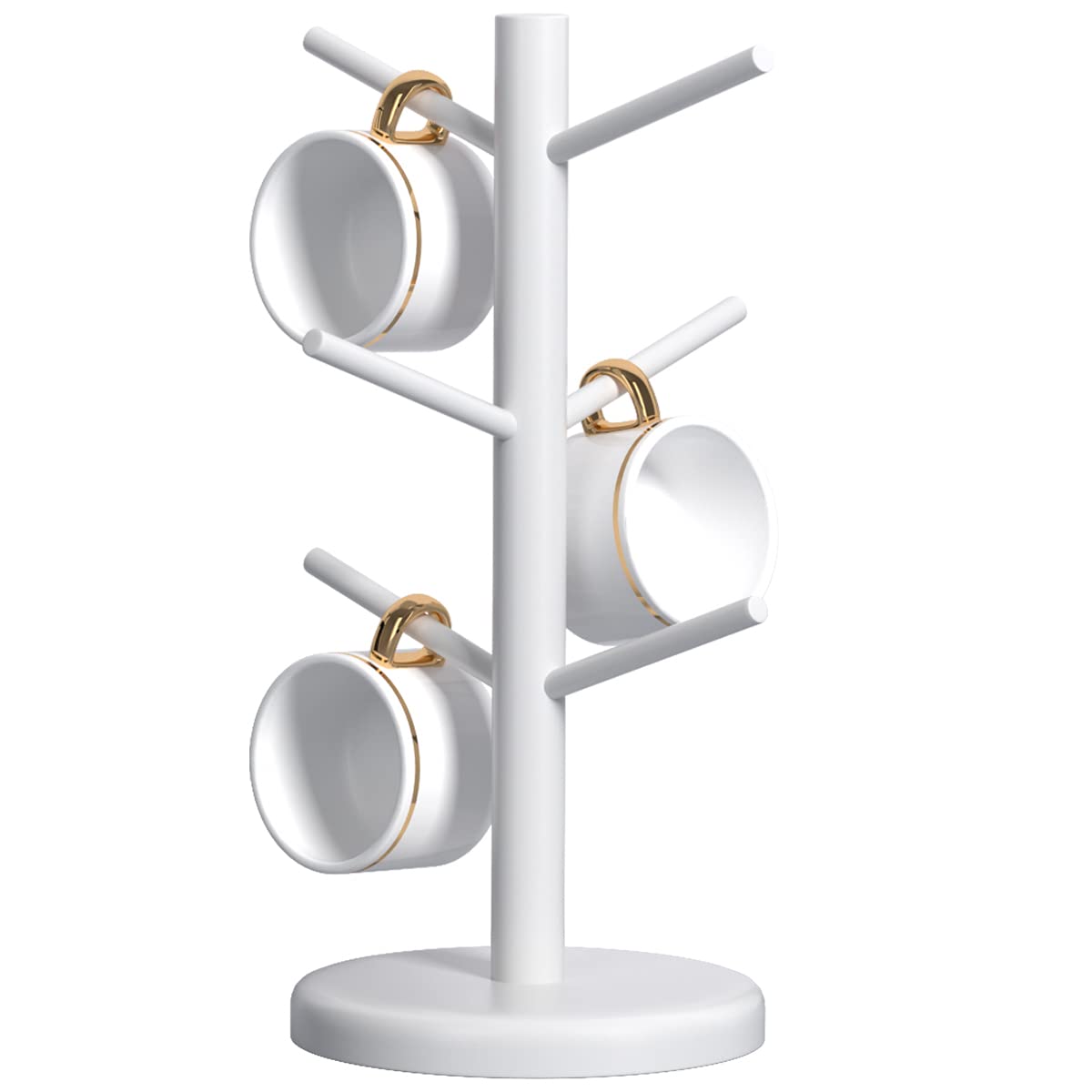 Dorhors Mug Holder Tree,Coffee Cup Holder with 6 Hooks, Wood Mug Rack for Counter,Coffee Bar Accessories and Orgnizer Station(Brown)