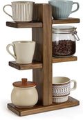 Coffee Mug Display Shelf, Wooden Cup Holder for Kitchen Counter Bar Accessory & Kitchen Organizer Mug Rack Countertop Holds 6 Mugs