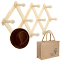 RAM-PRO Accordion Style Wood Expandable Rack Hat, Cap, Belt, Umbrella Coffee Mug Wall Wooden Pegs