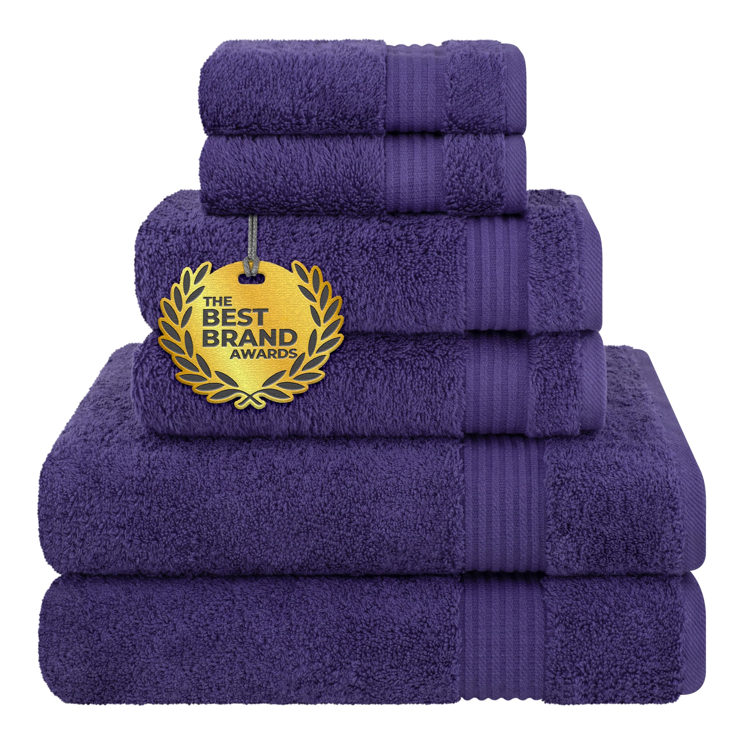 Cotton Paradise 6 Piece Towel Set, 100% Cotton Soft Absorbent Turkish Towels for Bathroom, 2 Bath Towels 2 Hand Towels 2 Washcloths, Beige Towel Set