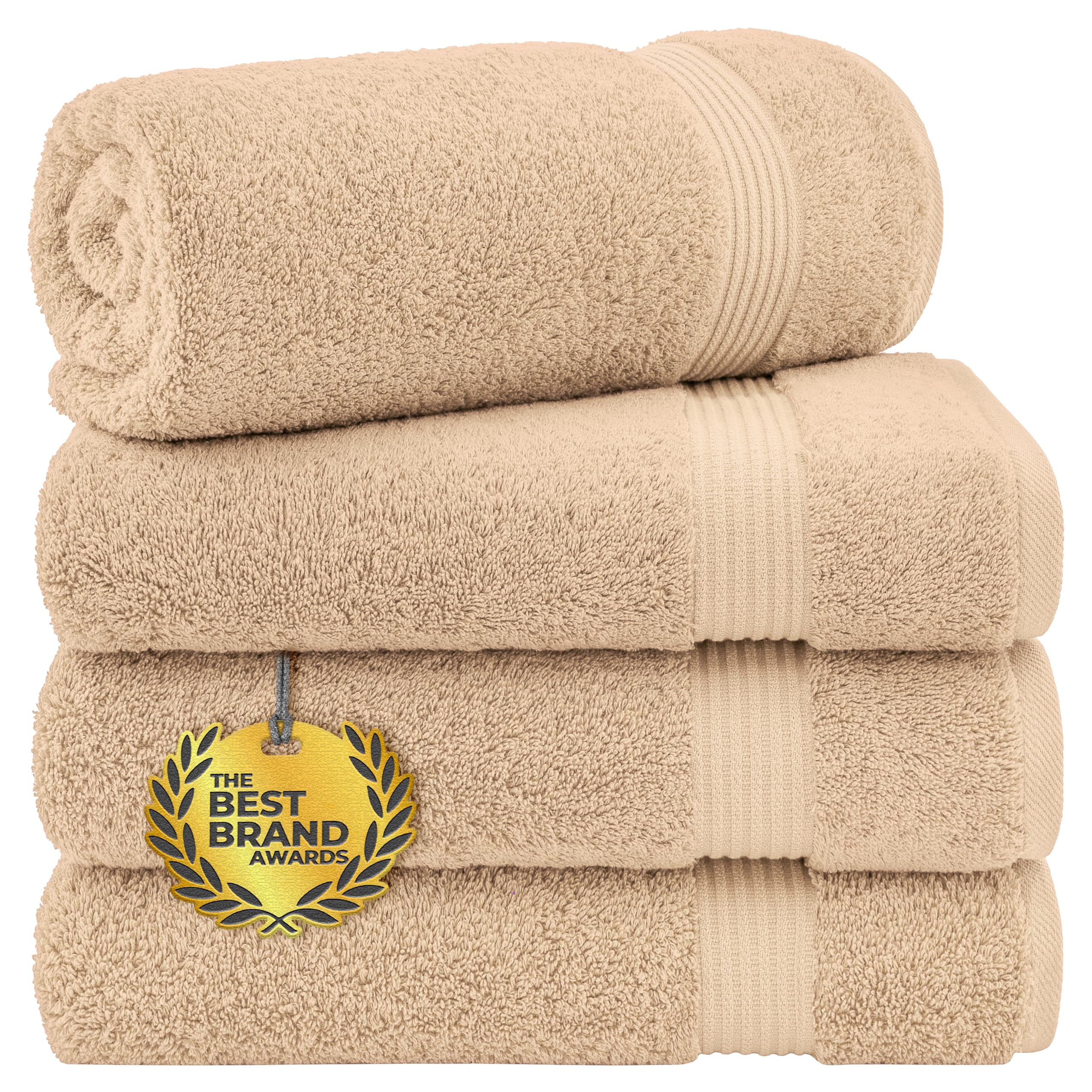 Cotton Paradise 6 Piece Towel Set, 100% Cotton Soft Absorbent Turkish Towels for Bathroom, 2 Bath Towels 2 Hand Towels 2 Washcloths, Beige Towel Set